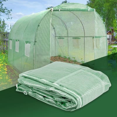 Vervangfolie voor kas - Tuinfolie Broeikas - Planten Kweken - Met Ramen en Deur - 300x200x200 cm - Groen