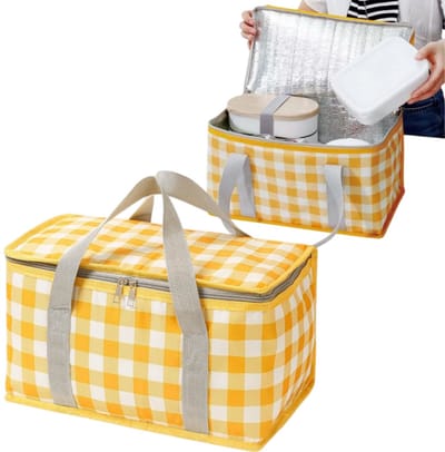 1 stuk - Geïsoleerde buitentas - Ritssluiting - Koeltas voor picknick - Draagbare koeltas - 34*19*20 cm - Voor strandpicknicks en het bewaren van koude dranken en benodigdheden buitenshuis - Geel