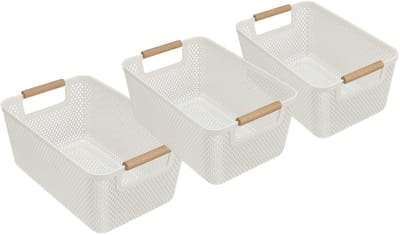 Opbergmanden 9 Liter – Set van 3 Kunststof Opbergboxen voor Speelgoed en Kleding – Stapelbare Vierkante Opbergdozen – Plastic Mandjes