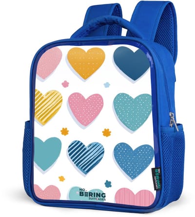 NoBoringSuitcases.com® - Rugzak blauw - Schooltas jongens - Hartenpatroon - Kinder rugtas jongen - Boekentas kind - Kinderrugzak voor school - Schoolrugzak