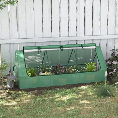 MODFU - Mini Kweekkas - Oprolbaar Dak En Gaasramen - Voor Buiten - Staal En PE - Groen - 240 X 90 X 90 Cm