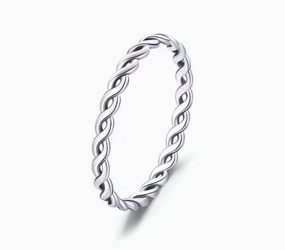 Aurélia - Minimalistische Stapelbare Ring | 925 Sterling Zilver | Gedraaide Vlecht Ring voor Dames Ringmaat 7 (EU 54 / 17,3 mm) | Dunne en Fijne Sieraden