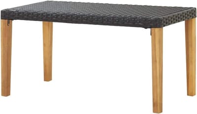 Tuinbank Poly Rattan - Buitenbank Houtlook - Ontspannen Buiten - Massief Houten Poten - 120 x 40 cm - Zwart