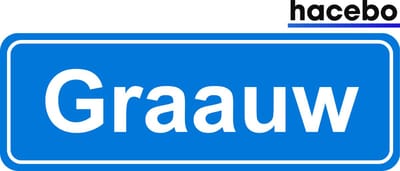Hacebo - Plaatsnaam Sticker - 29x10 CM - Graauw sticker - Verkeersborden sticker - grappige cadeaus - Graauw
