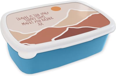 Broodtrommel Blauw - Lunchbox - Brooddoos - Spreuken - Quotes - Travel is the only thing that makes you richer - Zon - 18x12x6 cm - Kinderen - Jongen