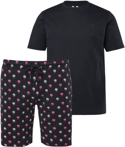 Men Plus - Heren - pyjama tweedelig kort model tot 8XL - Zwart - Maat 3XL