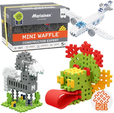 Marioinex Mini Waffle Constructor Expert Bouwblokkenset, zachte blokken voor kinderen, veilig – 501 stuks