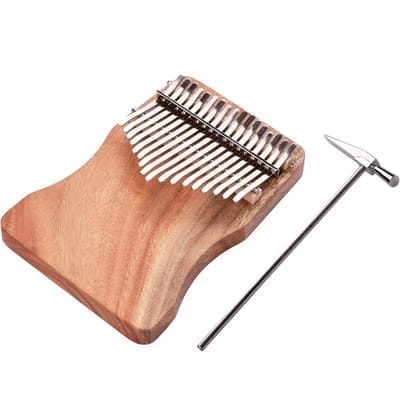 17-toetsen duimpiano Kalimba Camphorwood C-toon met draagtas Muziekboek Muziekschaalstickers beige
