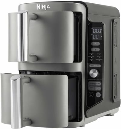 Dubbele Lade XL Airfryer met 9,5L Capaciteit en 4 Kookniveaus voor 8 Porties