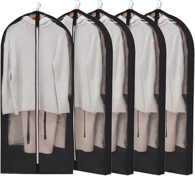 Kledinghoezen Set - Kleding Beschermers - Kleding Opbergen - Doorzichtig Venster - 5 Delig 60x150cm - Roze
