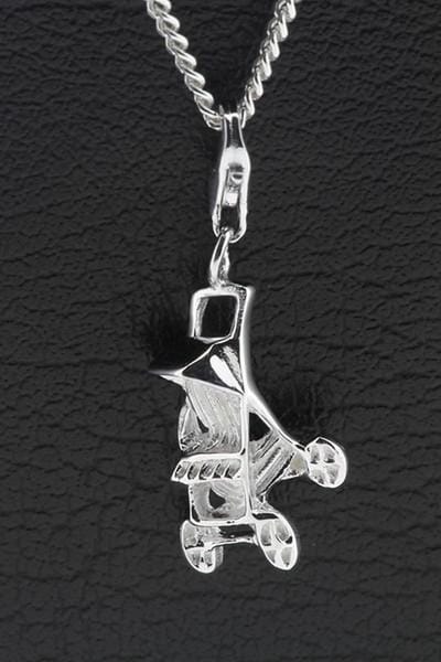 Zilveren Buggy kinderwagen hanger en bedel