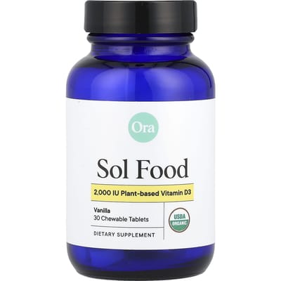 Ora, Sol Food, vitamine D3 végétale, vanille, 2 000 UI, 30 comprimés à croquer