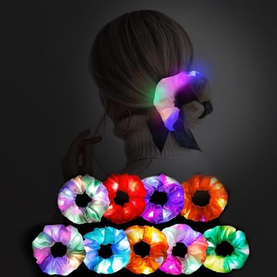 Kleurige LED Haaraccessoires: 10 Stuks Gloeiende Scrunchies voor Vrouwen en Meisjes, Perfect voor Feestjes en Festivals