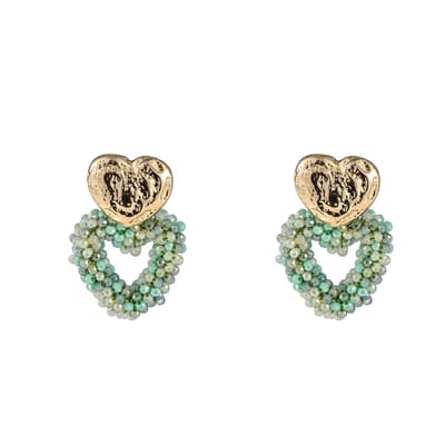 Go Dutch Label Oorknoppen double heart beads Mint