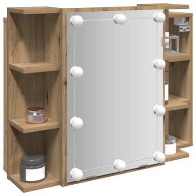 vidaXL - Spiegelkast - met - LED - 70x16,5x60 - cm - artisanaal - eikenkleur
