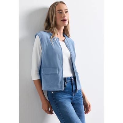 Vest met ronde hals in corduroy-look