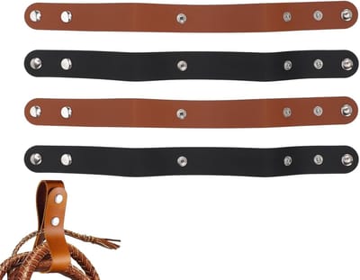 Handgemaakte leren holster voor zwepen - Set van 4, zwart en bruin, ideaal voor rijdzwepen en opslag