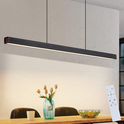 NETTLIFE LED Hanglamp - zwart - modern - 3000-6500K dimbaar - 37W eetkamerlamp met afstandsbediening - 108CM - woonkamer | slaapkamer | keuken