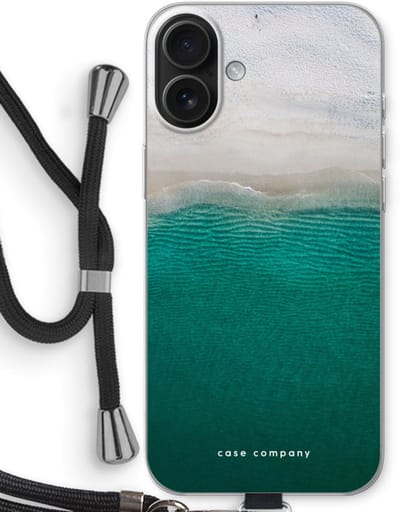 Case Company® - Hoesje met koord geschikt voor iPhone 16 Plus hoesje met Koord - Stranded - Telefoonhoesje met Zwart Koord - Bescherming aan alle Kanten en Over de Schermrand