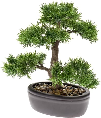 Bonsai boompje kunstplant in kunststof pot 32 cm - Cedrus Atlantica Glauca - Kunstplanten - Nepplanten