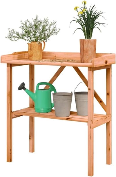 Tuintafel Werkbank - Planten Tafel - Buitenwerkzaamheden - Verzinkt Metalen Blad - 78 x 38 x 825 cm - Bruin