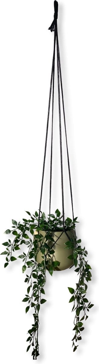 Plantenhanger Zonder Kwast - Kies Kleur en Lengte - Zwart - 100 cm lang - Katoenkoord - Geschikt voor Pot met Diameter t/m 20 cm - Handgemaakt in ons Macramé Atelier - Prijs per Stuk - Let op: Exclusief Pot - Inclusief Verzendkosten