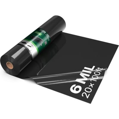 VEVOR Polyethyleenfolie 6,1 x 30,48 m Tuinfolie 0,15 mm Onkruidbestrijdingsdoek Zwart, Plastic rol voor tuinieren, zeildoek, schildersdoek, kruipruimteafdekking, dampremmende laag, onkruidbestrijding