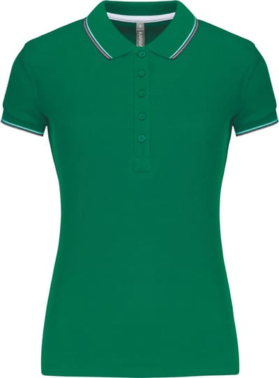 Kariban Damespolo korte mouwen K251 - Kelly green/Light grey/White - S