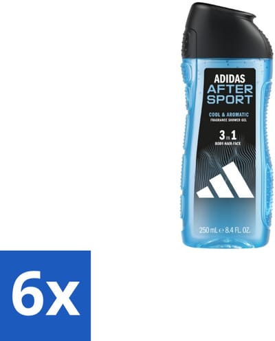 Adidas Shower Gel After Sport 250 ml - Voordeelverpakking - 6 stuks