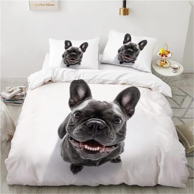 Honden Dekbedovertrek Set Dubbel Queen King Size Beddengoed Set Zwart en Wit Rand Herder Zacht Comfortabel 23 stuks Eenpersoons Dekbedovertrek AU Queen 210x210cm