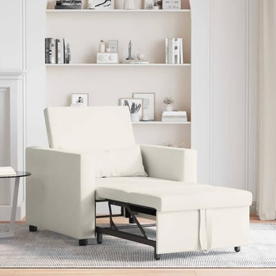 vidaXL - Uittrekbare - slaapbank - eenpersoons - met - wielen - Crème - Fluweel