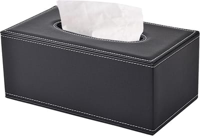 Elegante Rectangulaire Tissuebox voor Cosmetische Doeken en Servetten - Perfect voor Badkamer, Auto en Kantoor Decoratie in Zwart