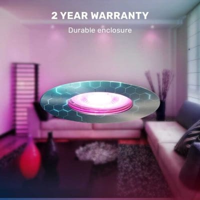 Hoftronic Smart - Smart WiFi LED inbouwspot 3 stuks 5,5W RVS Bari dimbaar RGBWW - IP65 - 400lm - Bedienbaar via Hoftronic Smart App - Bedienbaar via stem