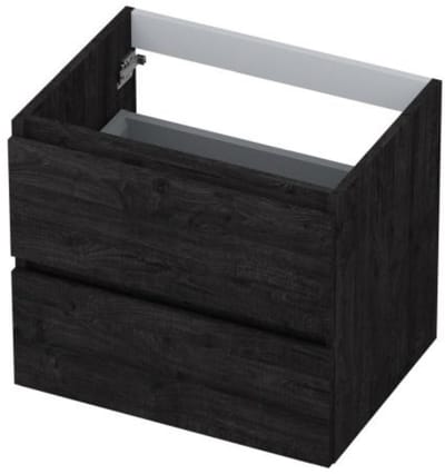 INK - Onderkast 2 Laden Greeploos met Houten Keerlijst - 600x450x520 Mm - Houtskool Eiken