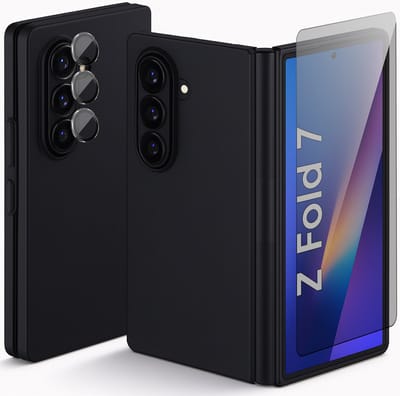 Hoesje geschikt voor Samsung Galaxy Z Fold 7 - Screenprotector Volledig Dekkend Premium PET & Camera Protector - Mat Back Case Zwart