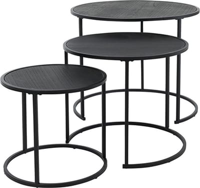 H&S - Collection - Bijzettafelset - 3 - st - zwart