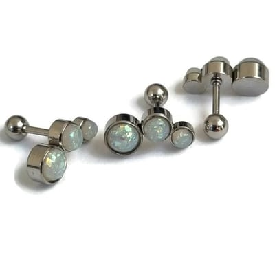 Aramat Jewels | Piercings | Witte Opaal Helix Piercing oor | | | |14mm | Staal | Volwassenen | Verkleurd niet