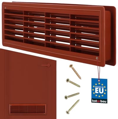 Ventilatierooster 13,5 x 48,8 cm voor Deurventilatie - Kunststof Rooster - Vierkant Design
