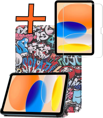 Hoesje - Geschikt voor Apple iPad A16/A18 (2025/2026) - 11 inch (11e & 12e generatie) - Met Screenprotector - Trifold Bookcase - Hard Cover - Hardcover Book Case - Tablet Hoes - Graffity
