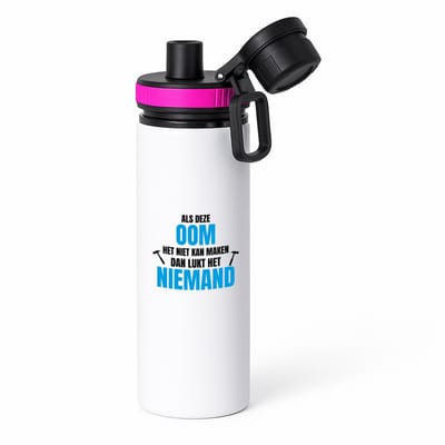 Hacebo® - Als oom het niet kan waterfles met draaidop roze - Oom - een oom - verjaardagscadeau - cadeau voor oom - cadeau - kado - water fles - 850ML