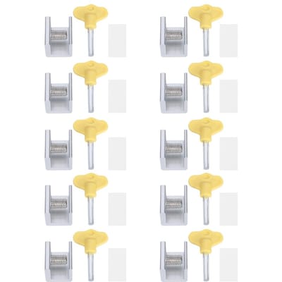 10 Set Schuifraam Veiligheidsslot Aluminiumlegering Schuif Veiligheidsslot Stopper met Sleutels white