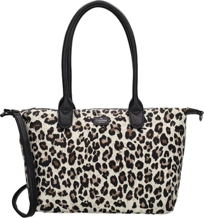 Charm London Buckingham Hand & Schoudertas Shopper - Kunstleer - Vegan Leer - Tote Bag - Dames Tas - Luipaard Beige