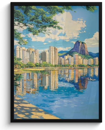 Poster in lijst - Fotolijst 50x70 cm - Posters - Berg - Skyline - Strand - Water - Posterlijst zwart - Decoratie - Wanddecoratie woonkamer - Muurdecoratie slaapkamer