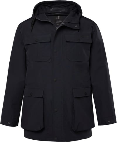 JP 1880 - Heren - Regenjas waterdicht capuchon blinde rits - Navy blauw - Maat 4XL