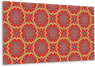 Tulup PVC Wandpaneel - Arabisch Bloemenpatroon Vinyl Wandpaneel - 100 cm x 50 cm - Rood Zelfklevend Wandpaneel - 1 stuk - Wandpaneel Zelfklevend - Mozaïek Muurpaneel - Zelfklevend Wandpaneel - Plaktegels Keuken en Badkamer