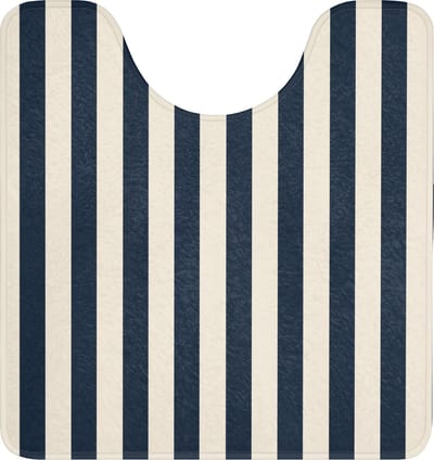 WC mat met uitsparing 55x60 cm - Antislip - Verticale strepen - Blauw - Crème - Toiletmat met uitsnijding - Vloermat - Douchemat - Toilet tapijt - Toiletmatten
