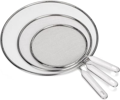 Set van 3 RVS Spatdeksels voor Pannen - Oliebestendige Deksel met Handvat - Geschikt voor 19cm, 25cm en 33cm Pannen en Casseroles