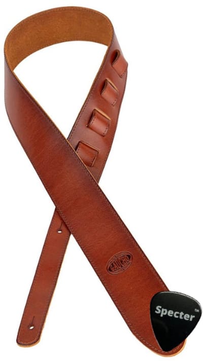 Gaucho GST-941 Gitaarband – Europees rundleer – 6 cm – Lichtbruin – incl. Specter plectrum