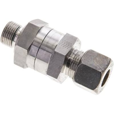 12S (M20x1.5) & G3/8'' Regeling-Uit RVS Terugslagklep Knelfitting Buitendraad 1-400 bar ISO 8434-1