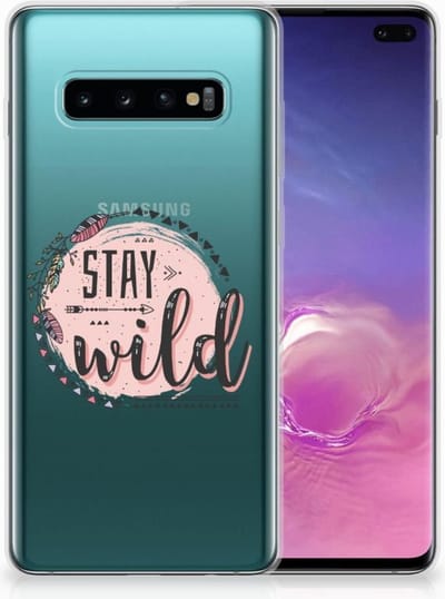 Back Cover voor Samsung Galaxy S10 Plus Telefoonhoesje met Naam Boho Stay Wild